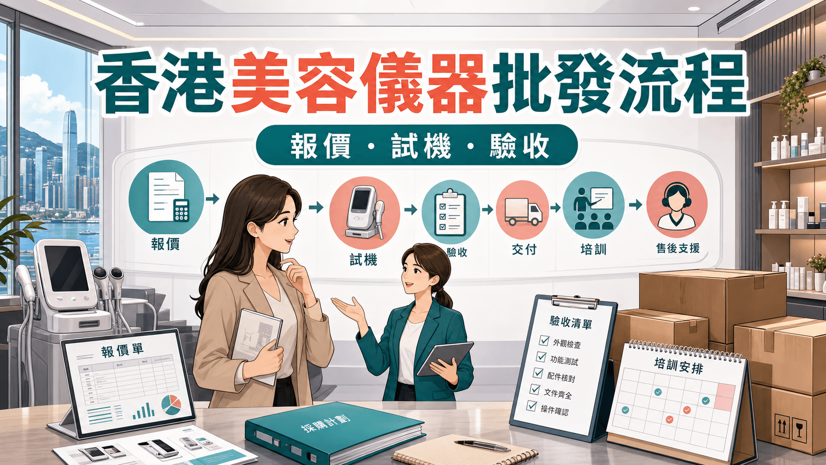 香港美容儀器批發採購流程|報價、試機、培訓、保養一次睇清