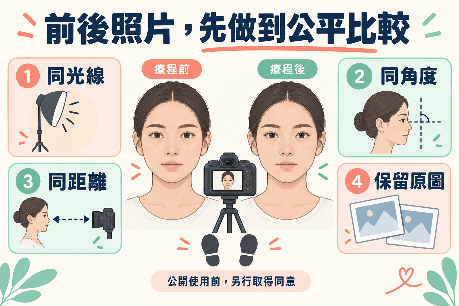 美容療程前後照片怎樣拍?公平比較、原圖與私隱同意