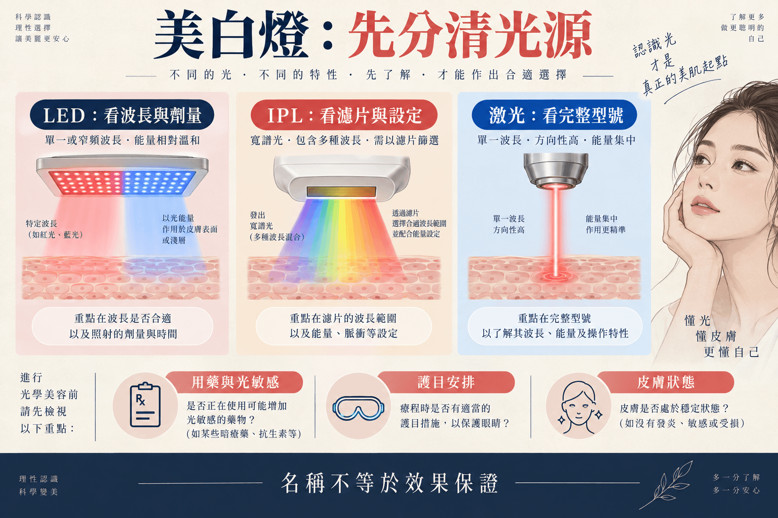 美白燈有用嗎?LED、IPL與激光分別及光療選擇